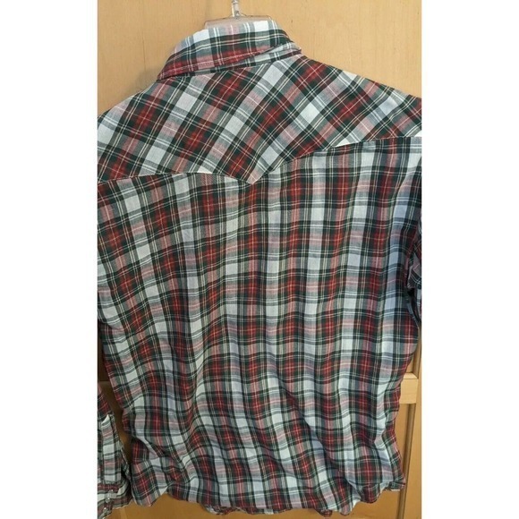 VTG Authentic Western Youngbloods SHORT Sleeve Pearl Snap Medium Plaid 65/35 - Picture 2 of 6